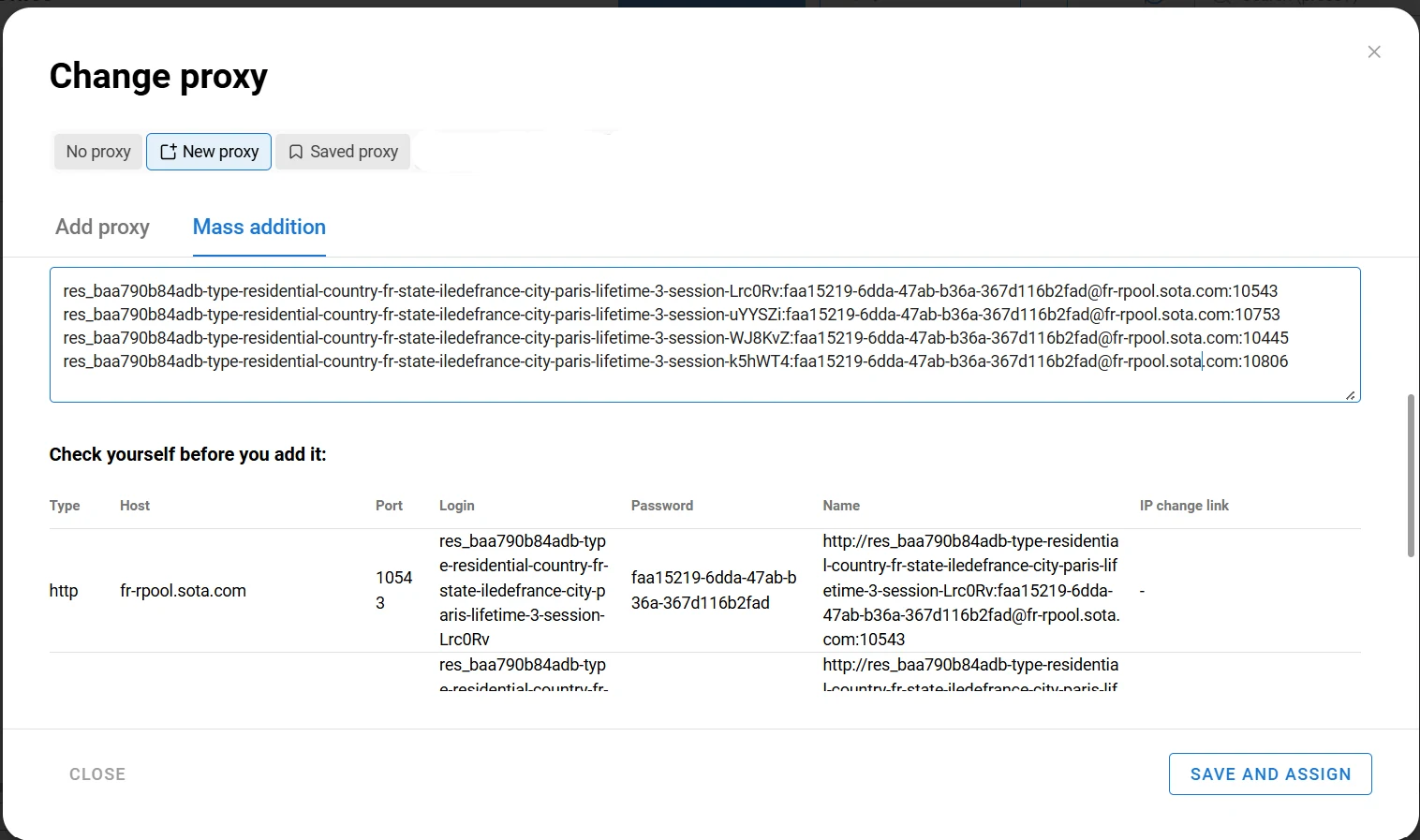 Mass addition of SotaProxy proxies in Dolphin Anty